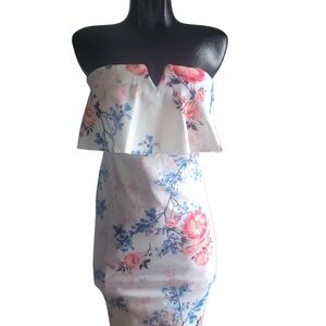 Suzy Shier Floral Off Shoulder Fitted Pencil Dress S